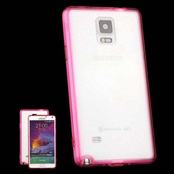 Wholesale Samsung Galaxy Note 4 Crystal Clear Hybrid Case (Hot Pink)